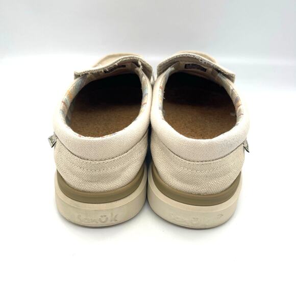 Sanuk Sidewalk Surfer Oatmilk / Cream Canvas Men\'s Loafers Size 11.5